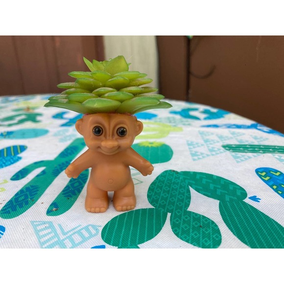 Tiny TROLL Air Plant Holder - Vintage Mini Troll Doll - Plant Protector - Picture 3 of 7